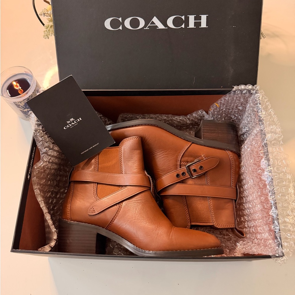 Coach Women's Brown Leather Ankle Booties